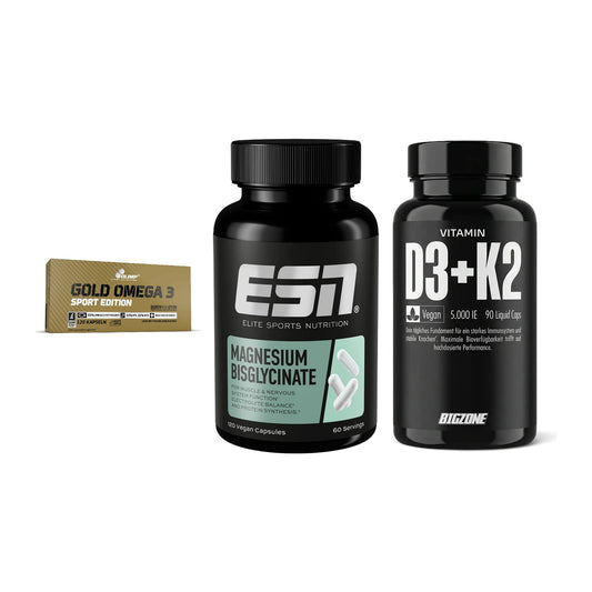 Herz & Gefäße: Olimp Omega 3 + ESN Magnesium + Big Zone Vitamin – alle enthaltenen Artikel