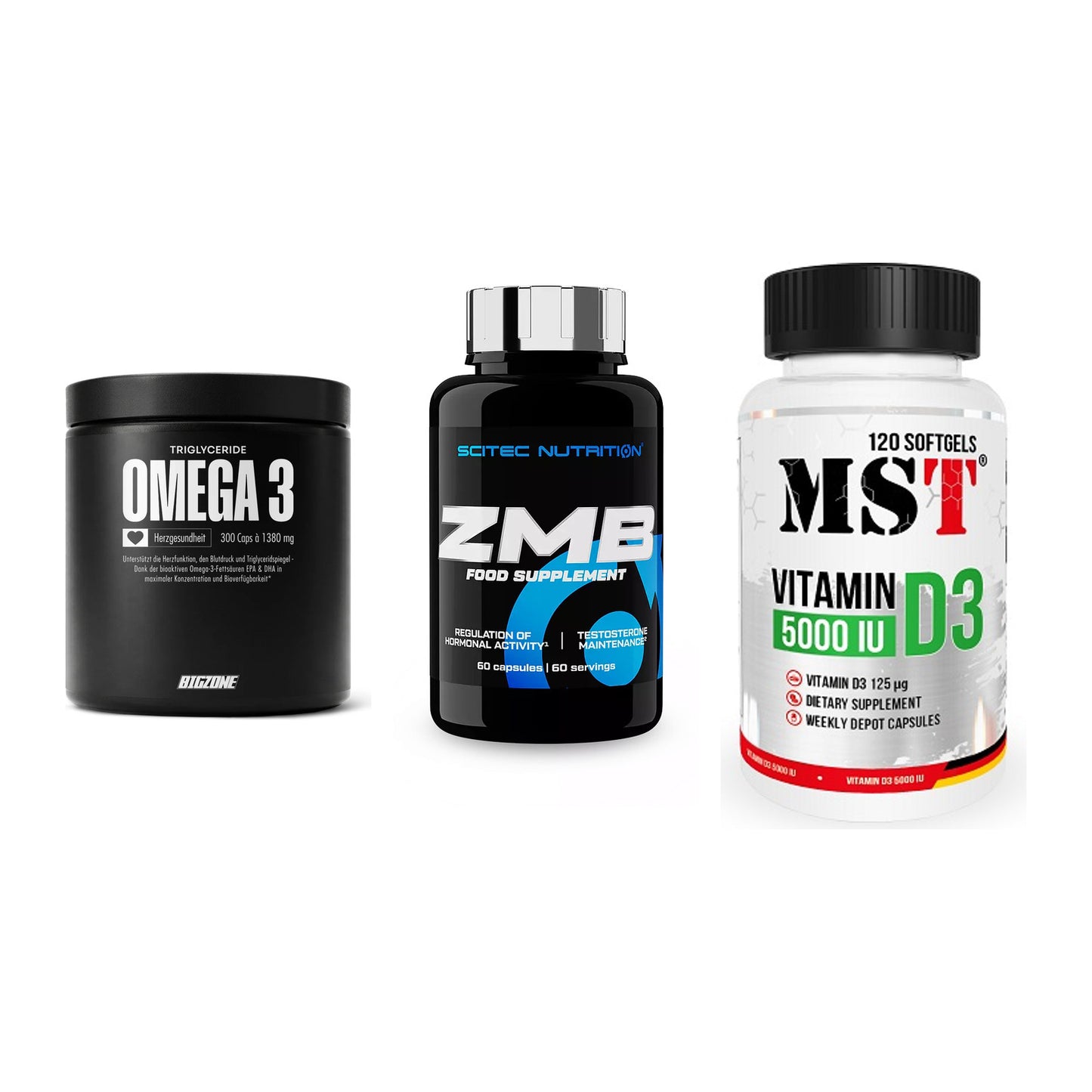 Herz & Gefäße: Big Zone Omega 3 + Scitec ZMB + MST Vitamin D3 – alle enthaltenen Artikel
