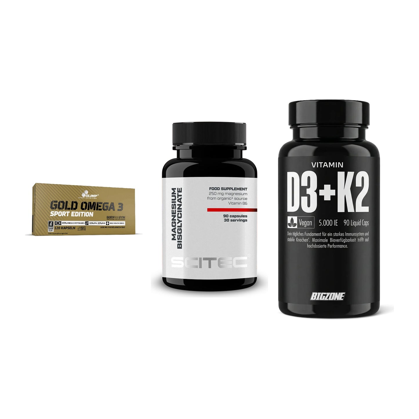 Herz & Gefäße: Olimp Omega 3 + Scitec Magnesium + Big Zone Vitamin – alle enthaltenen Artikel