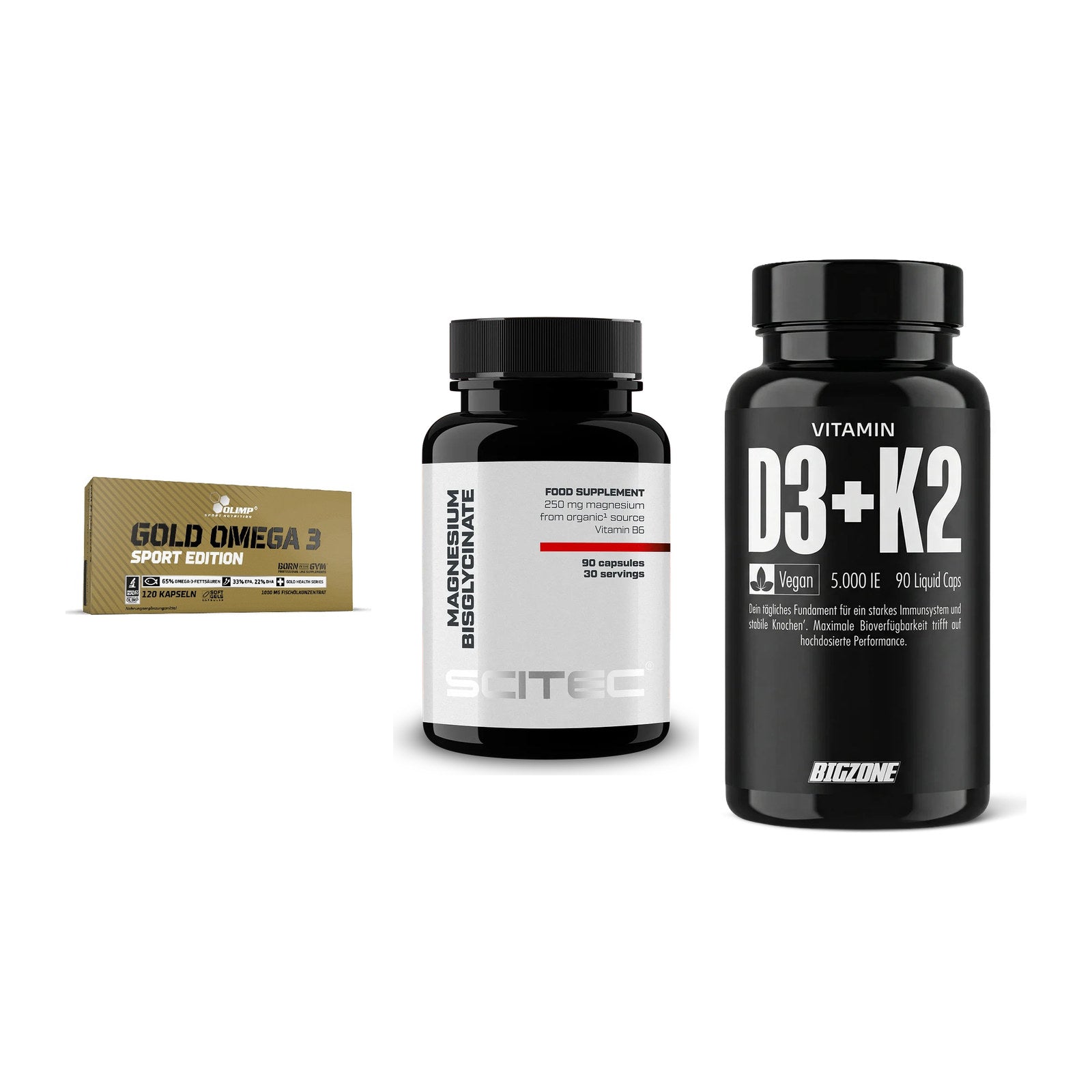 Herz & Gefäße: Olimp Omega 3 + Scitec Magnesium + Big Zone Vitamin – alle enthaltenen Artikel