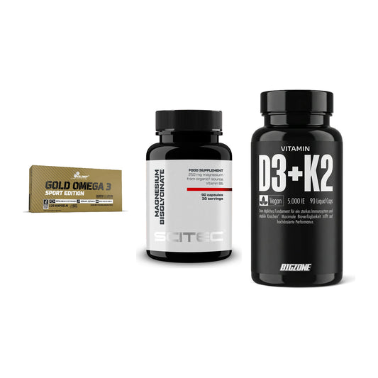 Herz & Gefäße: Olimp Omega 3 + Scitec Magnesium + Big Zone Vitamin – alle enthaltenen Artikel