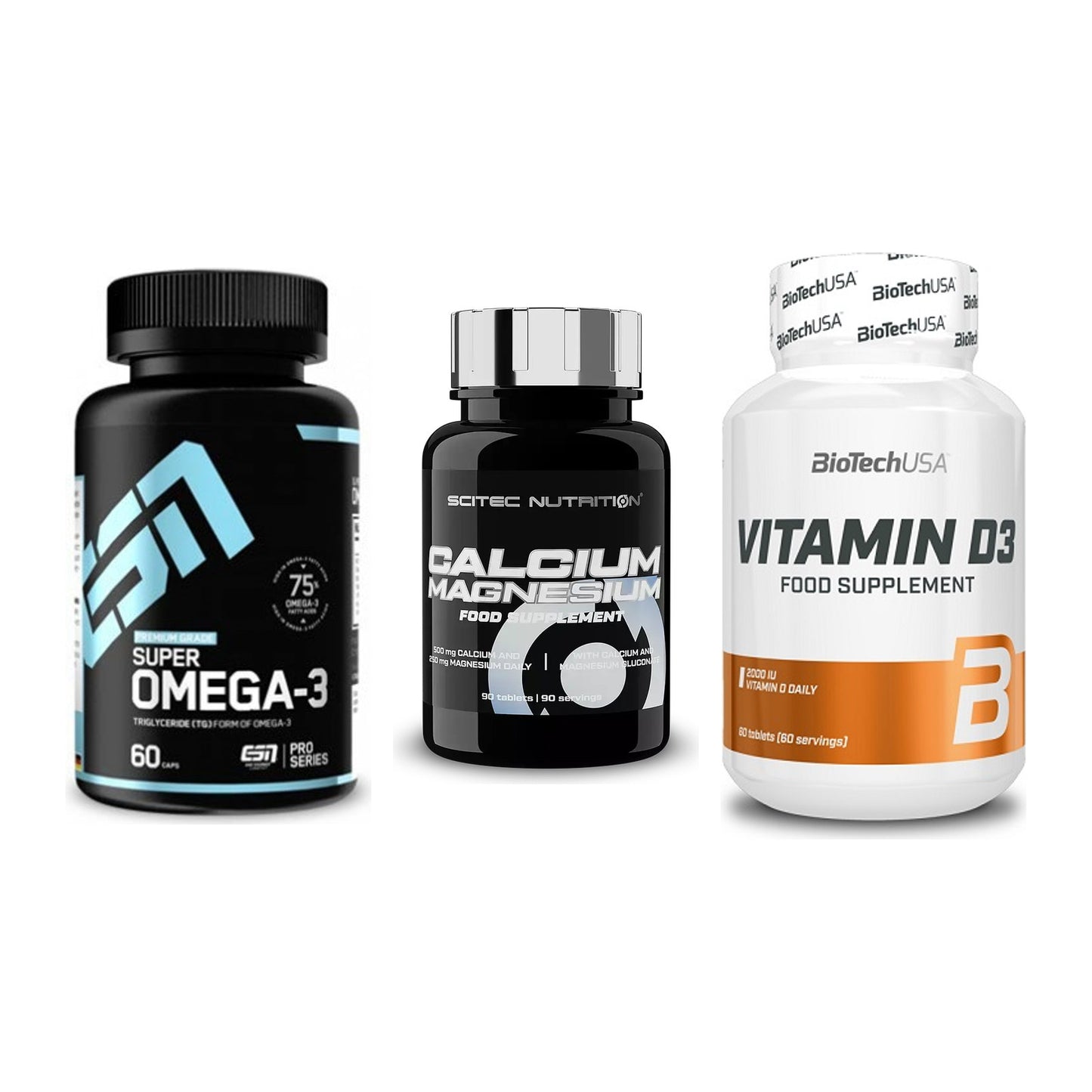 Herz & Gefäße: ESN Omega 3 + Scitec Calcium + BioTech Vitamin – alle enthaltenen Artikel