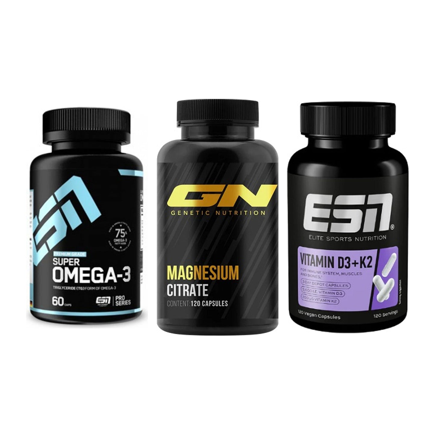 Herz & Gefäße: ESN Omega 3 + GN Magnesium + ESN Vitamin D3 – alle enthaltenen Artikel