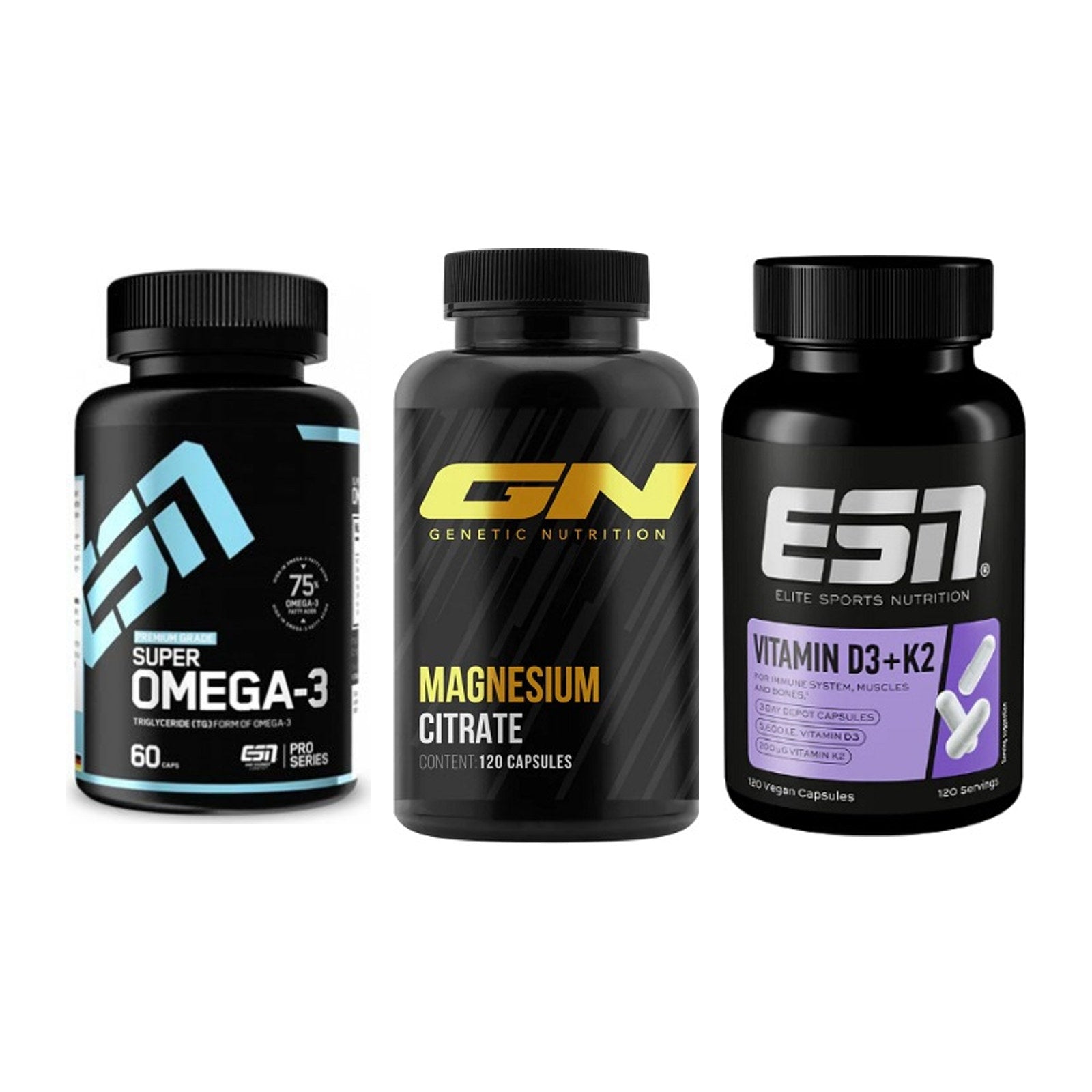 Herz & Gefäße: ESN Omega 3 + GN Magnesium + ESN Vitamin D3 – alle enthaltenen Artikel