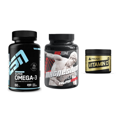 Herz & Gefäße: ESN Omega 3 + Big Zone Magnesi + Peak Vitamin D – alle enthaltenen Artikel