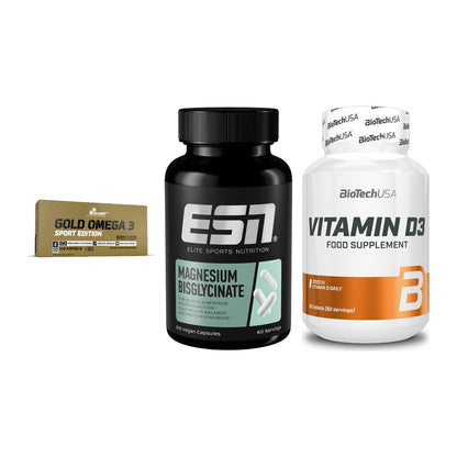 Herz & Gefäße: Olimp Omega 3 + ESN Magnesium + BioTech Vitamin – alle enthaltenen Artikel