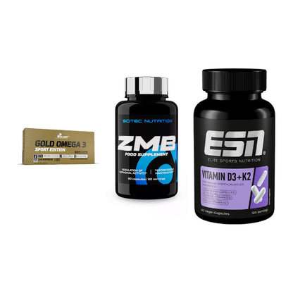 Herz & Gefäße: Olimp Omega 3 + Scitec ZMB + ESN Vitamin D3 – alle enthaltenen Artikel