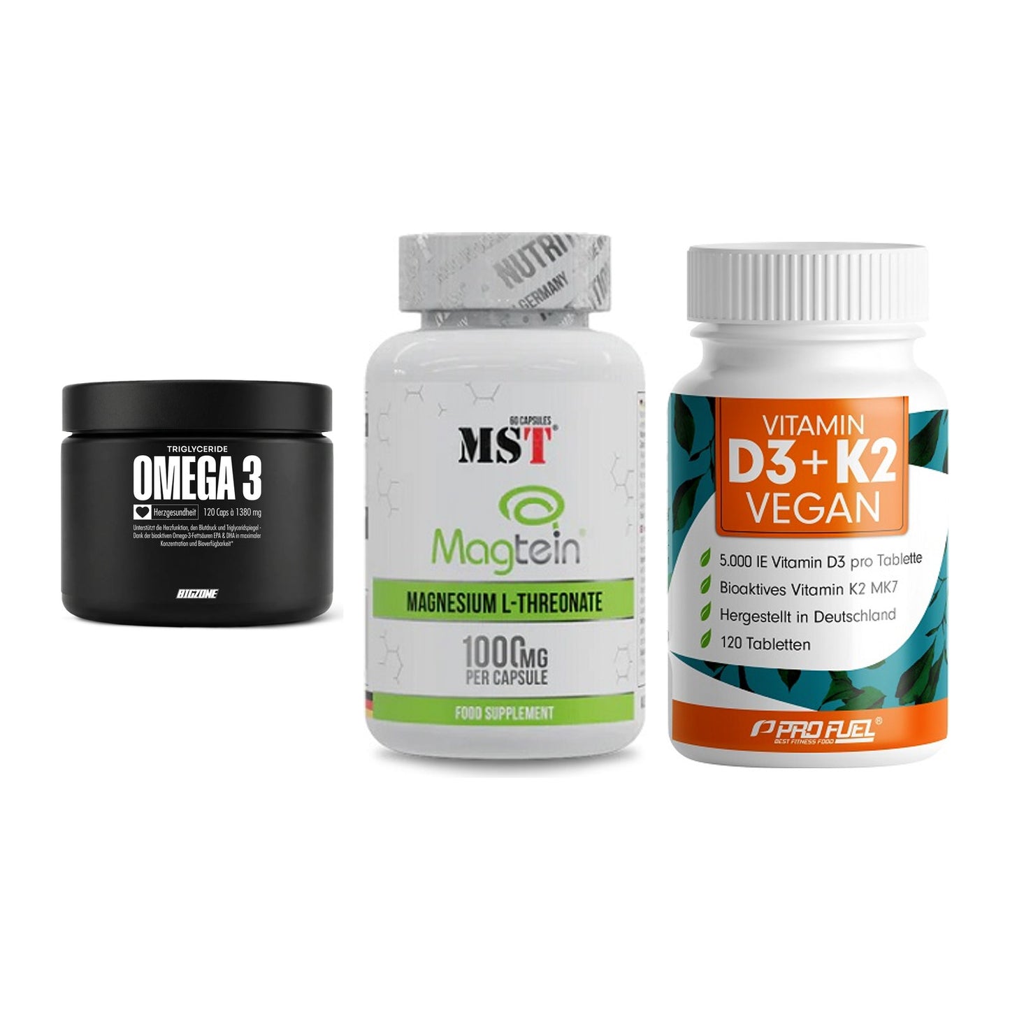 Herz & Gefäße: Big Zone Omega 3 + MST Magnesium + ProFuel Vitamin – alle enthaltenen Artikel