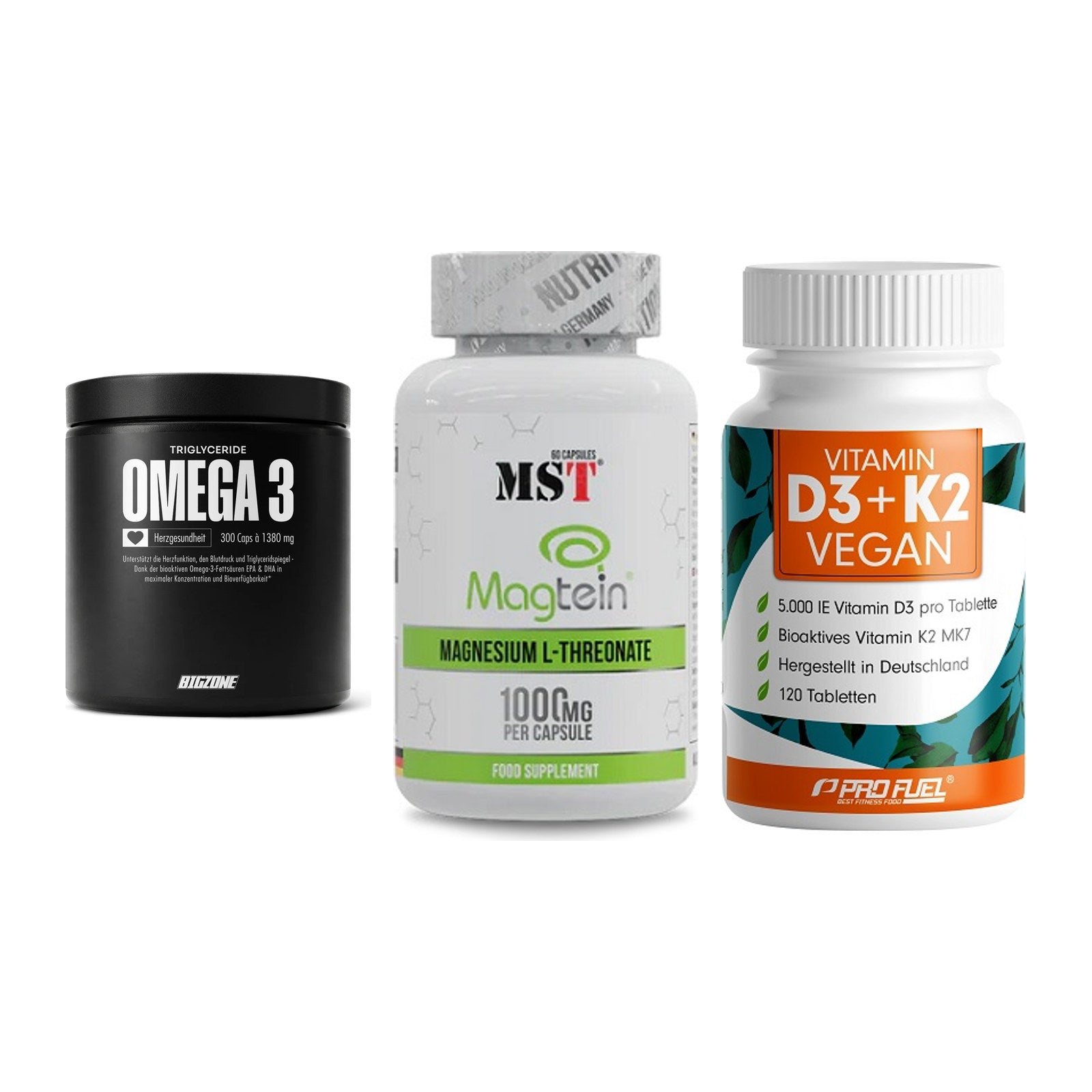 Herz & Gefäße: Big Zone Omega 3 + MST Magnesium + ProFuel Vitamin – alle enthaltenen Artikel