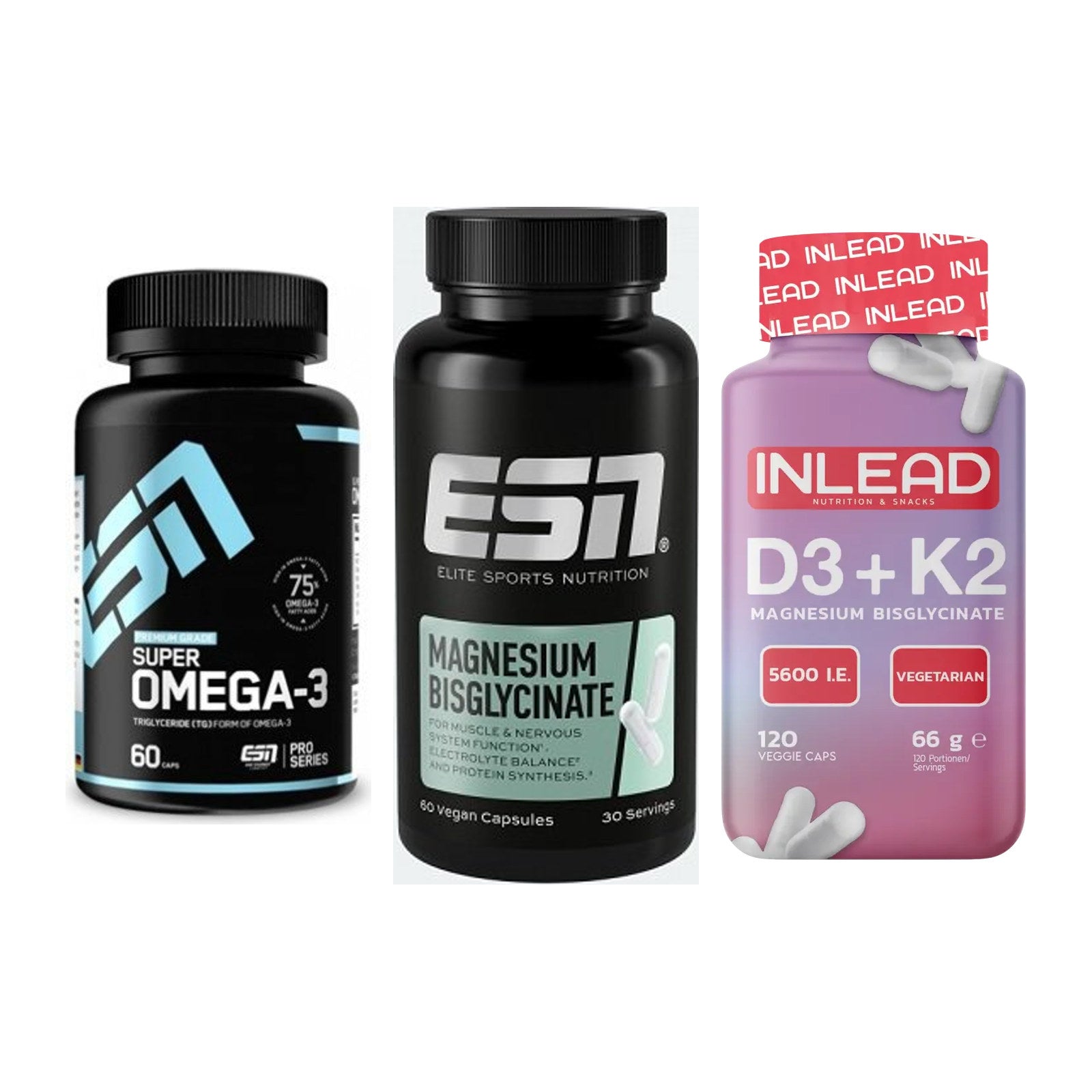 Herz & Gefäße: ESN Omega 3 + ESN Magnesium + INLEAD Vitamin – alle enthaltenen Artikel