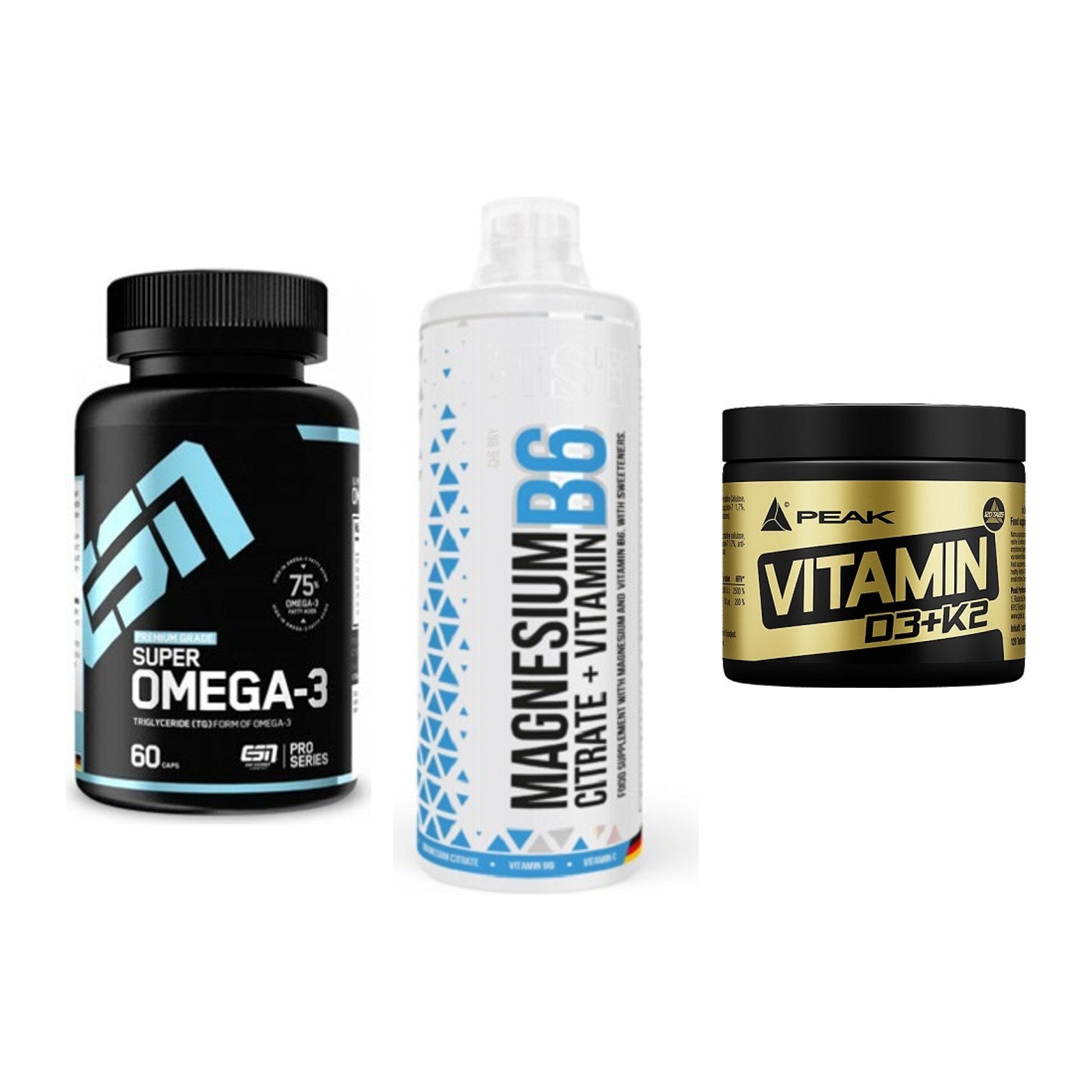 Herz & Gefäße: ESN Omega 3 + MST Magnesium B6 + Peak Vitamin – alle enthaltenen Artikel
