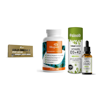Herz & Gefäße: Olimp Omega 3 + ProFuel Magnesiu + Sinob Vitamin D3 – alle enthaltenen Artikel