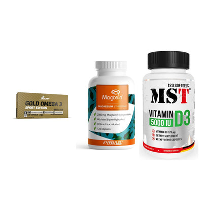 Herz & Gefäße: Olimp Omega 3 + ProFuel Magnesiu + MST Vitamin D3 – alle enthaltenen Artikel