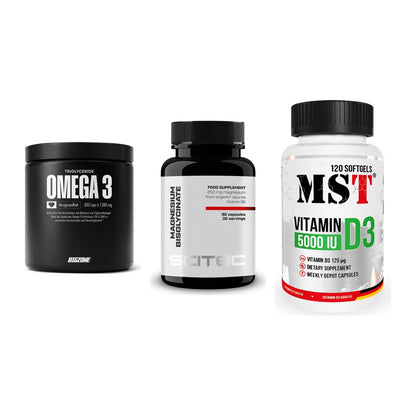 Herz & Gefäße: Big Zone Omega 3 + Scitec Magnesium + MST Vitamin D3 – alle enthaltenen Artikel