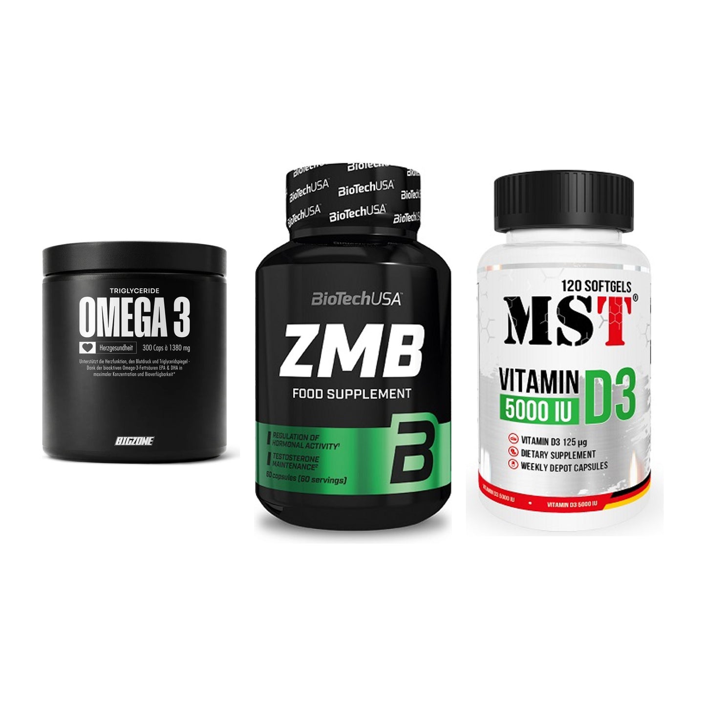 Herz & Gefäße: Big Zone Omega 3 + BioTech ZMB + MST Vitamin D3 – alle enthaltenen Artikel