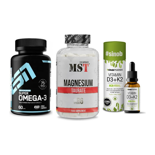 Herz & Gefäße: ESN Omega 3 + MST Magnesium + Sinob Vitamin D3 – alle enthaltenen Artikel