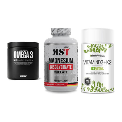 Herz & Gefäße: Big Zone Omega 3 + MST Magnesium + Sinob Vitamin D3 – alle enthaltenen Artikel