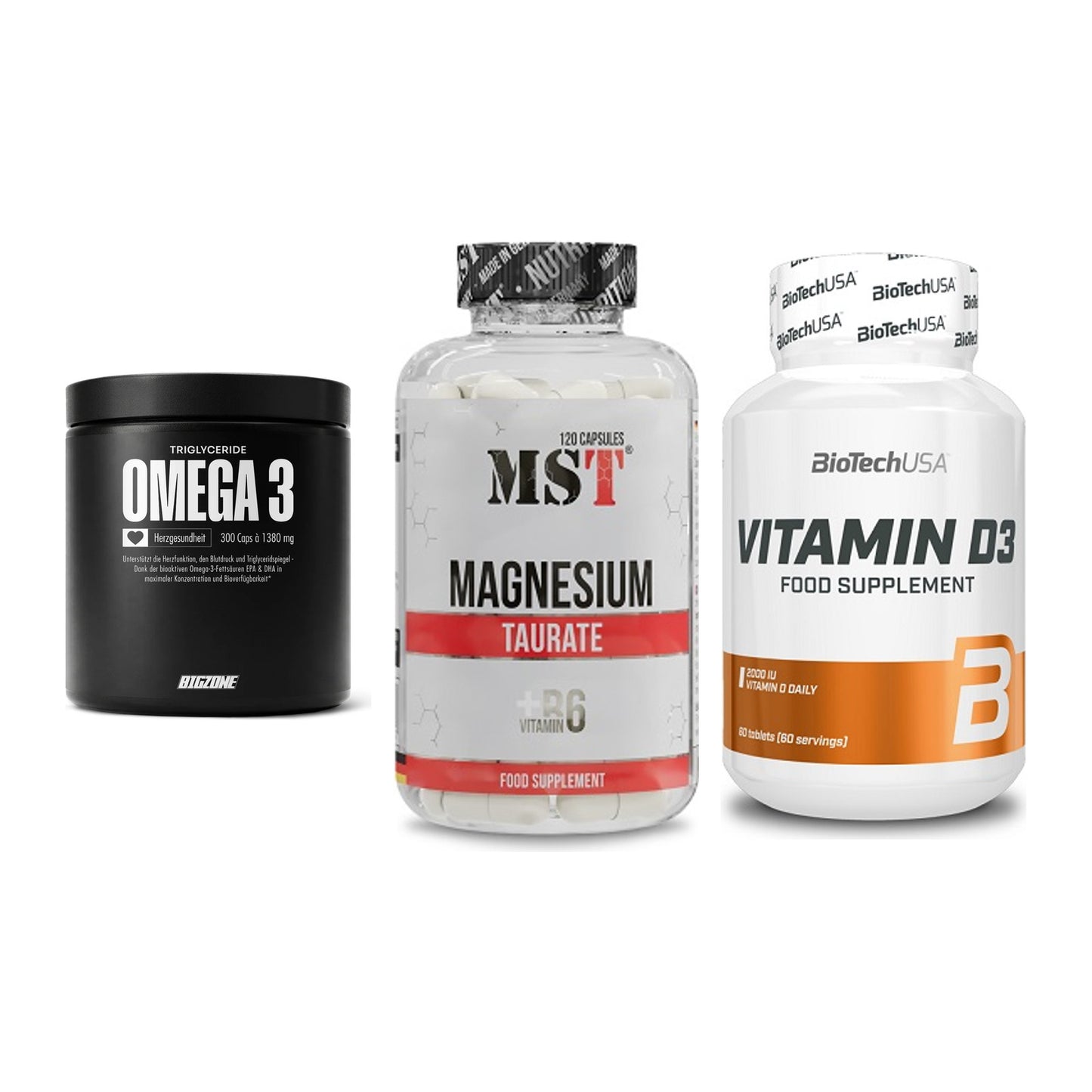 Herz & Gefäße: Big Zone Omega 3 + MST Magnesium + BioTech Vitamin – alle enthaltenen Artikel