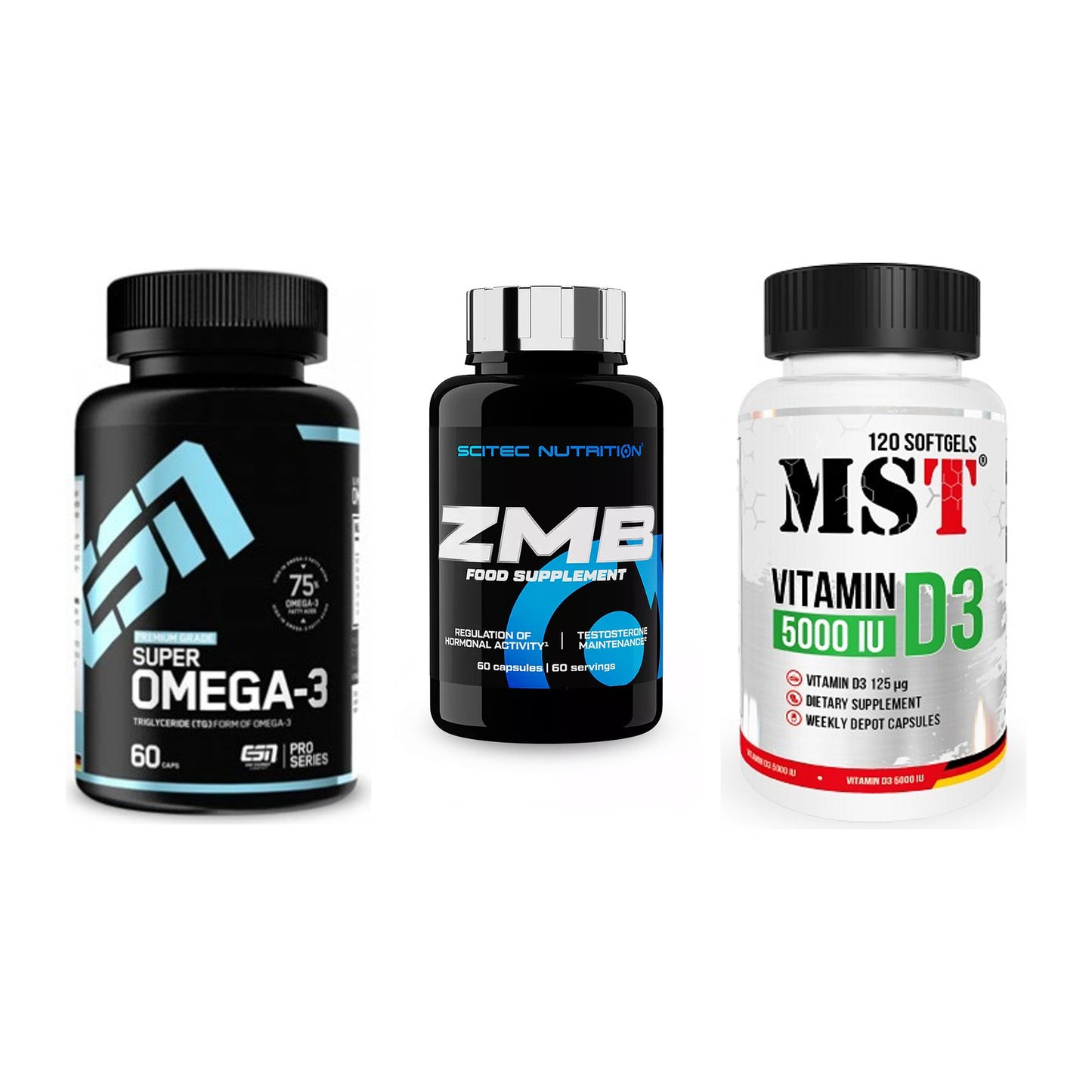 Herz & Gefäße: ESN Omega 3 + Scitec ZMB + MST Vitamin D3 – alle enthaltenen Artikel