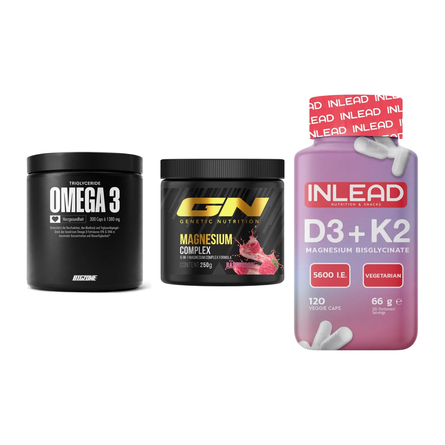 Herz & Gefäße: Big Zone Omega 3 + GN Magnesium + INLEAD Vitamin – alle enthaltenen Artikel