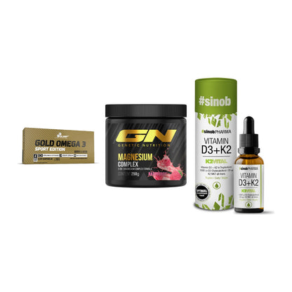 Herz & Gefäße: Olimp Omega 3 + GN Magnesium + Sinob Vitamin D3 – alle enthaltenen Artikel