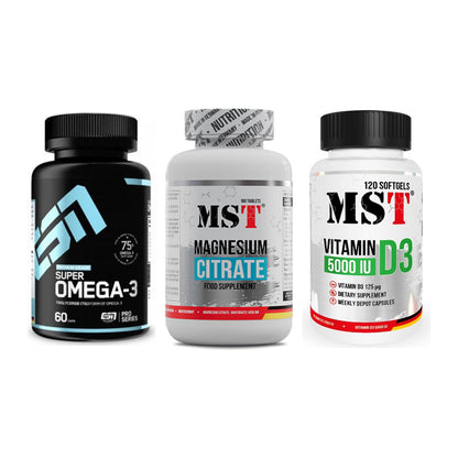 Herz & Gefäße: ESN Omega 3 + MST Magnesium + MST Vitamin D3 – alle enthaltenen Artikel