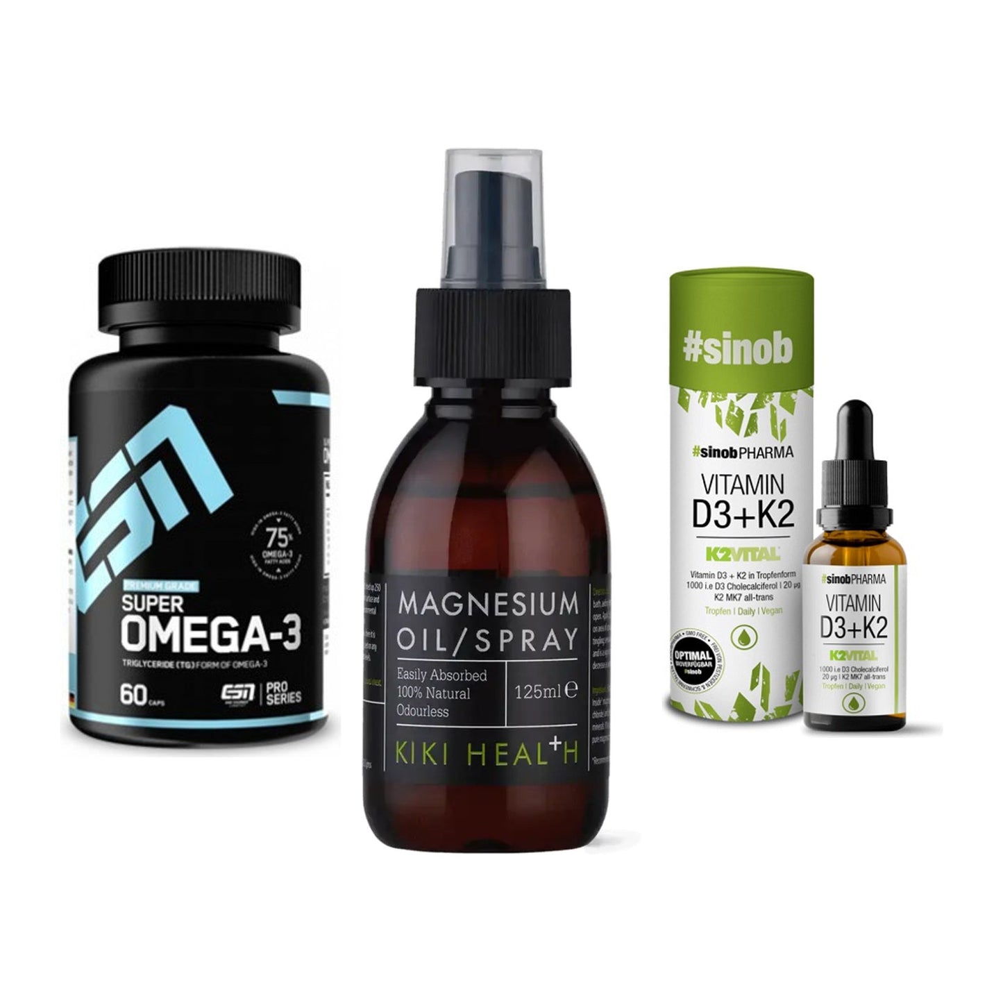 Herz & Gefäße: ESN Omega 3 + KIKI Health + Sinob Vitamin D3 – alle enthaltenen Artikel