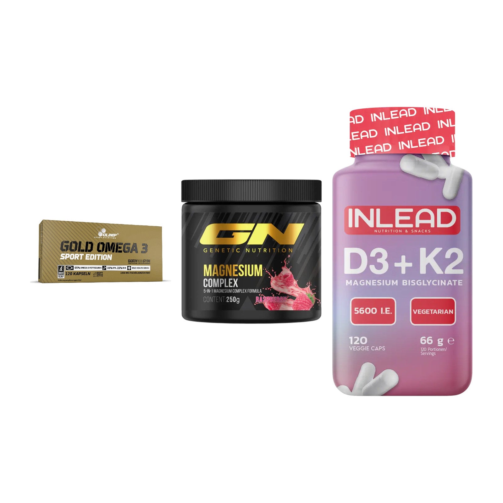 Herz & Gefäße: Olimp Omega 3 + GN Magnesium + INLEAD Vitamin – alle enthaltenen Artikel