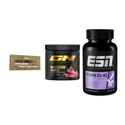 Herz & Gefäße: Olimp Omega 3 + GN Magnesium + ESN Vitamin D3 – alle enthaltenen Artikel