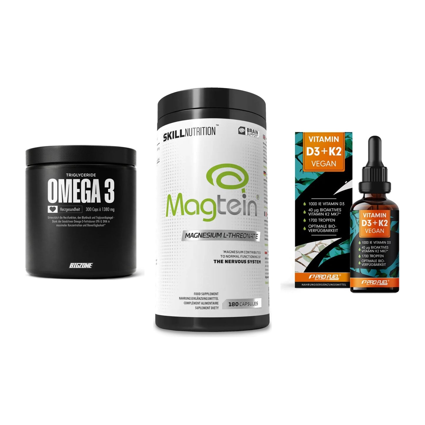 Herz & Gefäße: Big Zone Omega 3 + Skill Nutrition + ProFuel Vitamin – alle enthaltenen Artikel