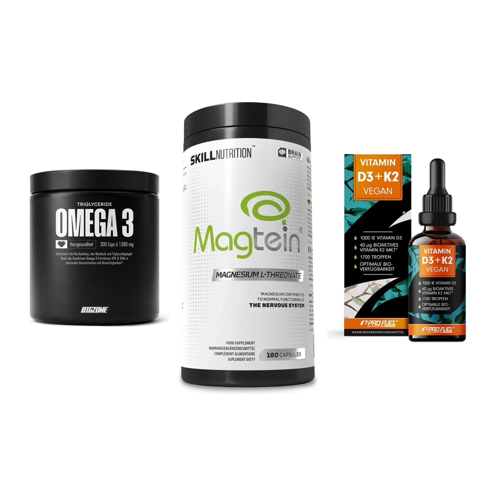 Herz & Gefäße: Big Zone Omega 3 + Skill Nutrition + ProFuel Vitamin – alle enthaltenen Artikel