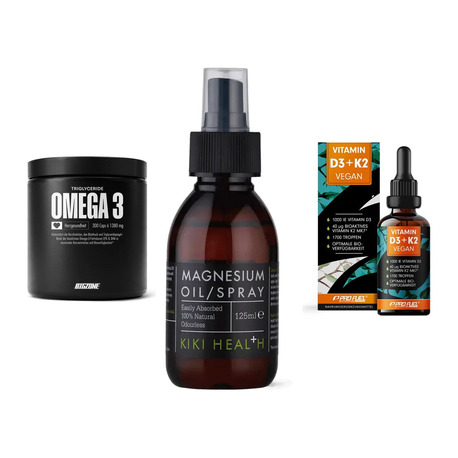 Herz & Gefäße: Big Zone Omega 3 + KIKI Health + ProFuel Vitamin – alle enthaltenen Artikel