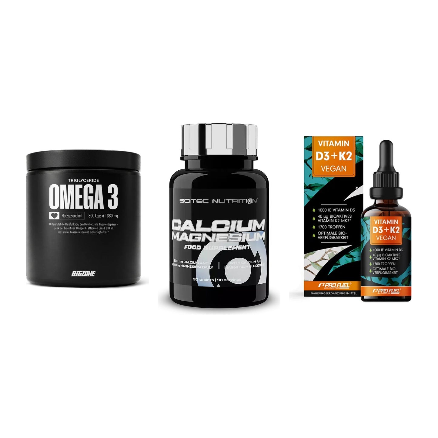 Herz & Gefäße: Big Zone Omega 3 + Scitec Calcium + ProFuel Vitamin – alle enthaltenen Artikel