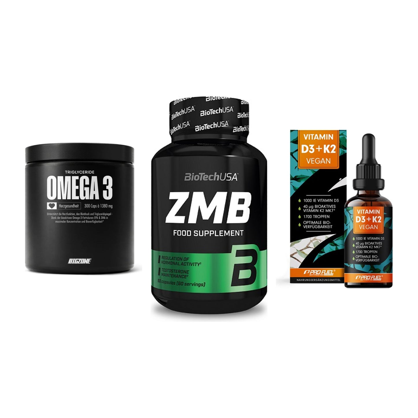 Herz & Gefäße: Big Zone Omega 3 + BioTech ZMB + ProFuel Vitamin – alle enthaltenen Artikel