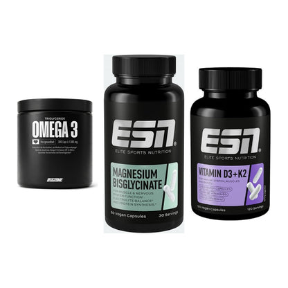 Herz & Gefäße: Big Zone Omega 3 + ESN Magnesium + ESN Vitamin D3 – alle enthaltenen Artikel