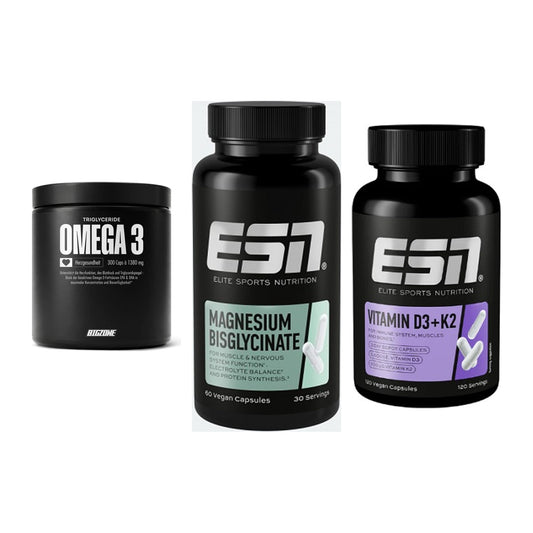 Herz & Gefäße: Big Zone Omega 3 + ESN Magnesium + ESN Vitamin D3 – alle enthaltenen Artikel