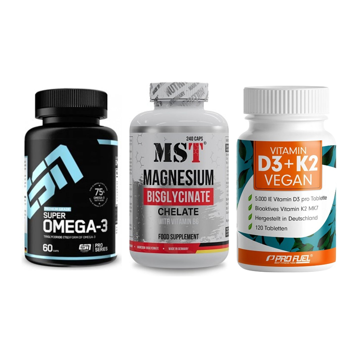 Herz & Gefäße: ESN Omega 3 + MST Magnesium + ProFuel Vitamin – alle enthaltenen Artikel