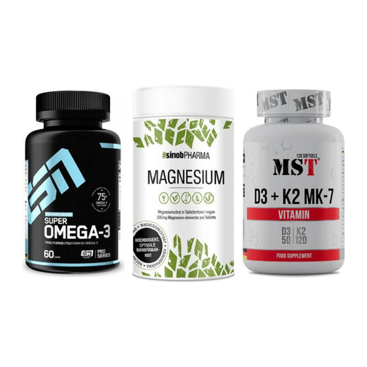 Herz & Gefäße: ESN Omega 3 + Sinob Magnesium + MST Vitamin D3 – alle enthaltenen Artikel