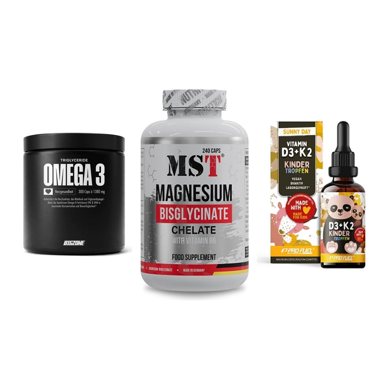 Herz & Gefäße: Big Zone Omega 3 + MST Magnesium + ProFuel VITAMIN – alle enthaltenen Artikel
