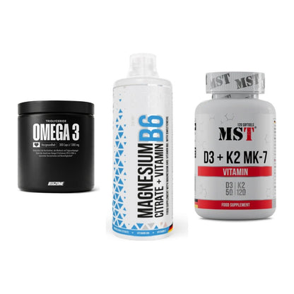 Herz & Gefäße: Big Zone Omega 3 + MST Magnesium B6 + MST Vitamin D3 – alle enthaltenen Artikel