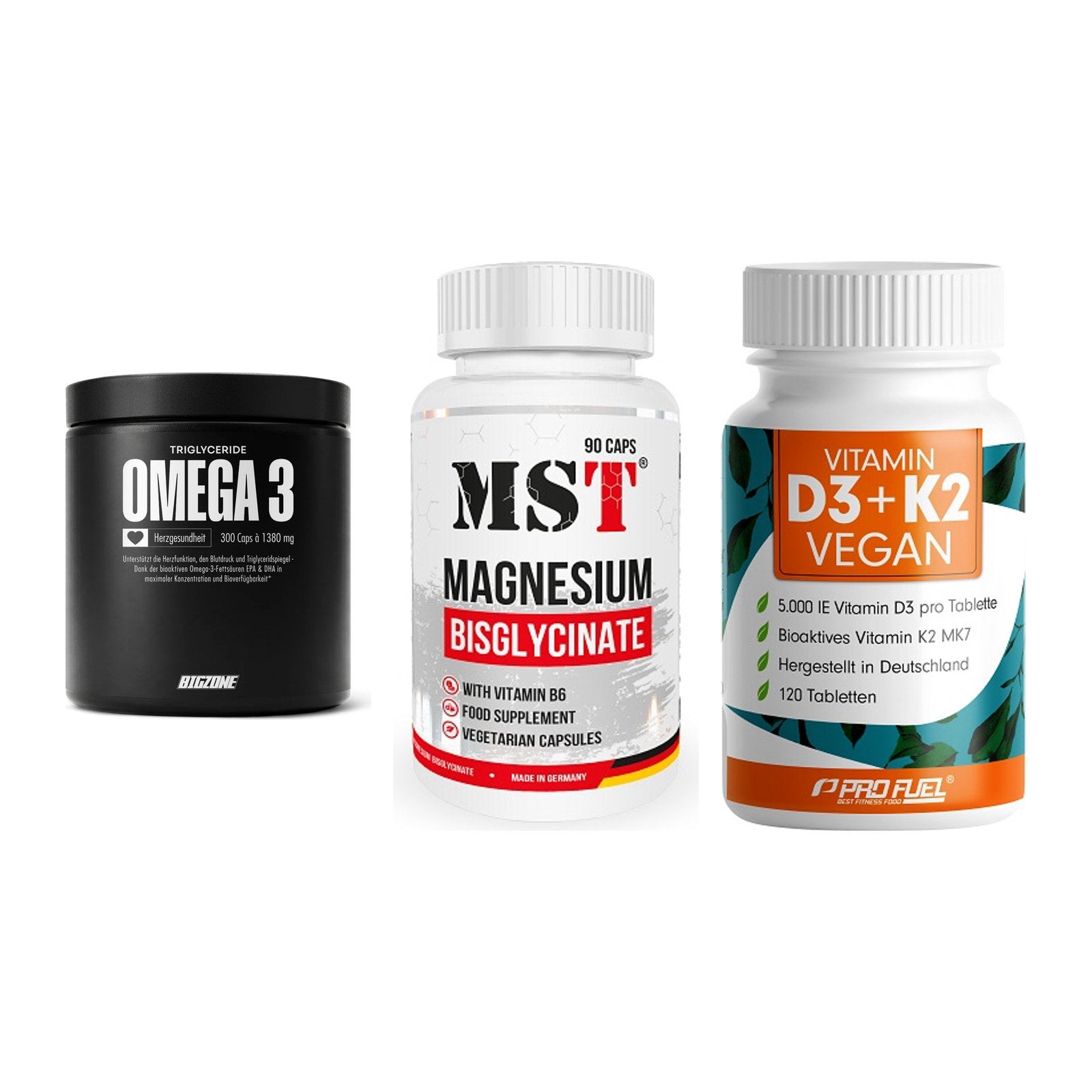 Herz & Gefäße: Big Zone Omega 3 + MST Magnesium + ProFuel Vitamin – alle enthaltenen Artikel