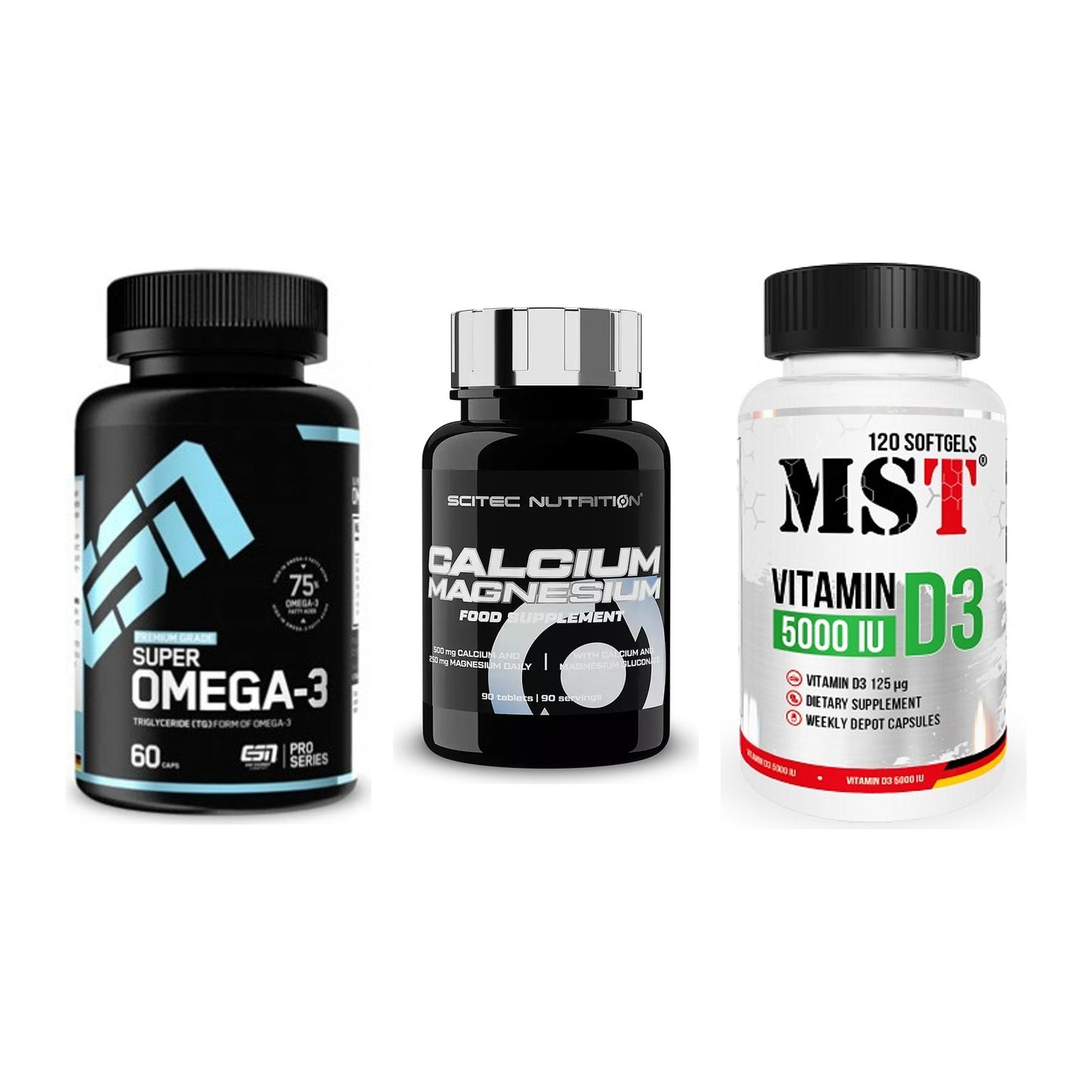 Herz & Gefäße: ESN Omega 3 + Scitec Calcium + MST Vitamin D3 – alle enthaltenen Artikel
