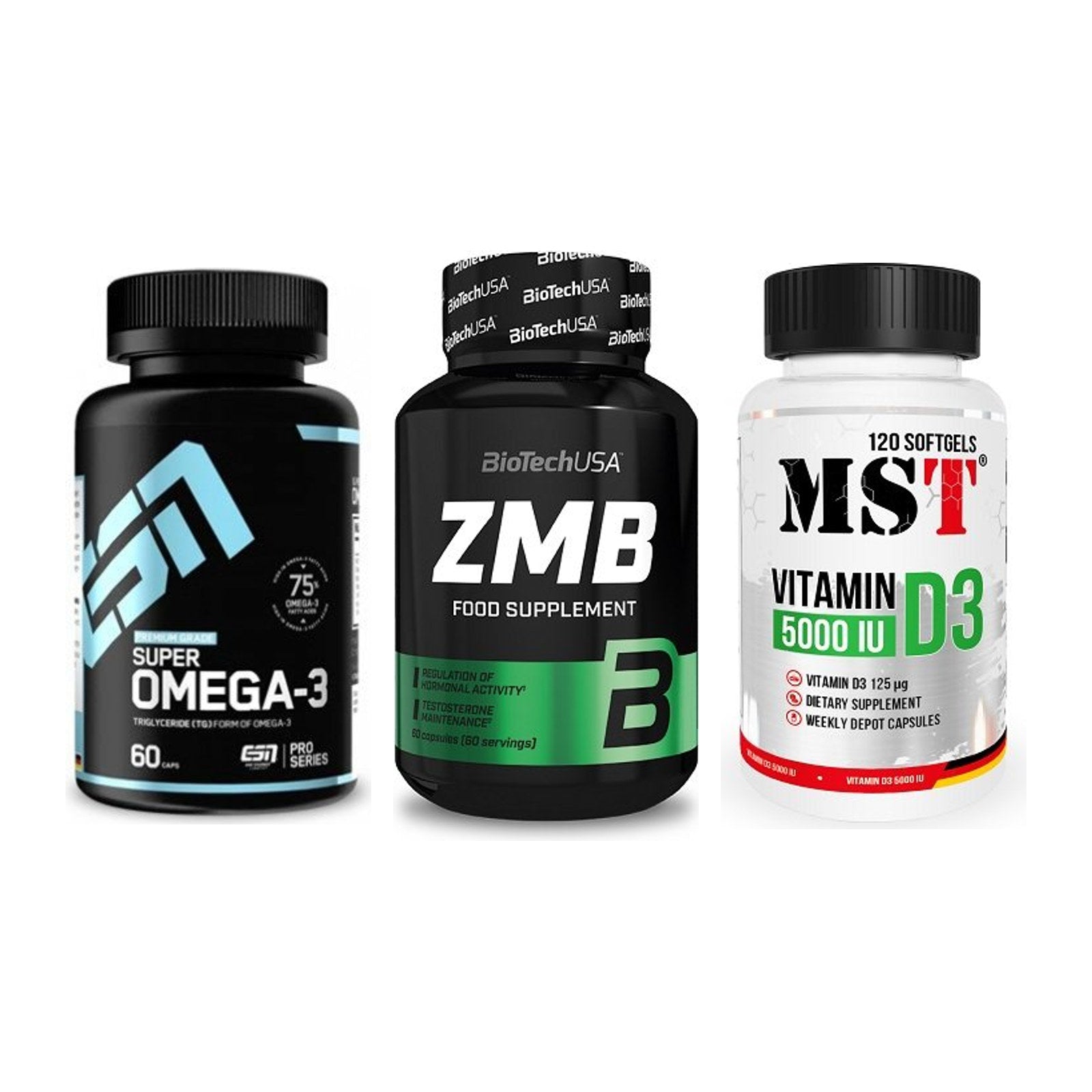 Herz & Gefäße: ESN Omega 3 + BioTech ZMB + MST Vitamin D3 – alle enthaltenen Artikel