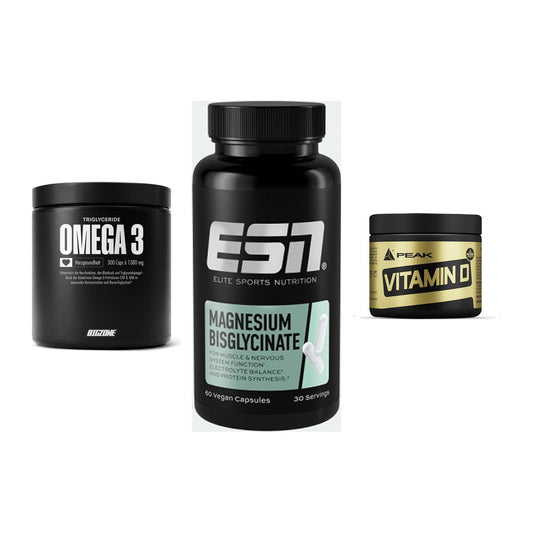 Herz & Gefäße: Big Zone Omega 3 + ESN Magnesium + Peak Vitamin D – alle enthaltenen Artikel
