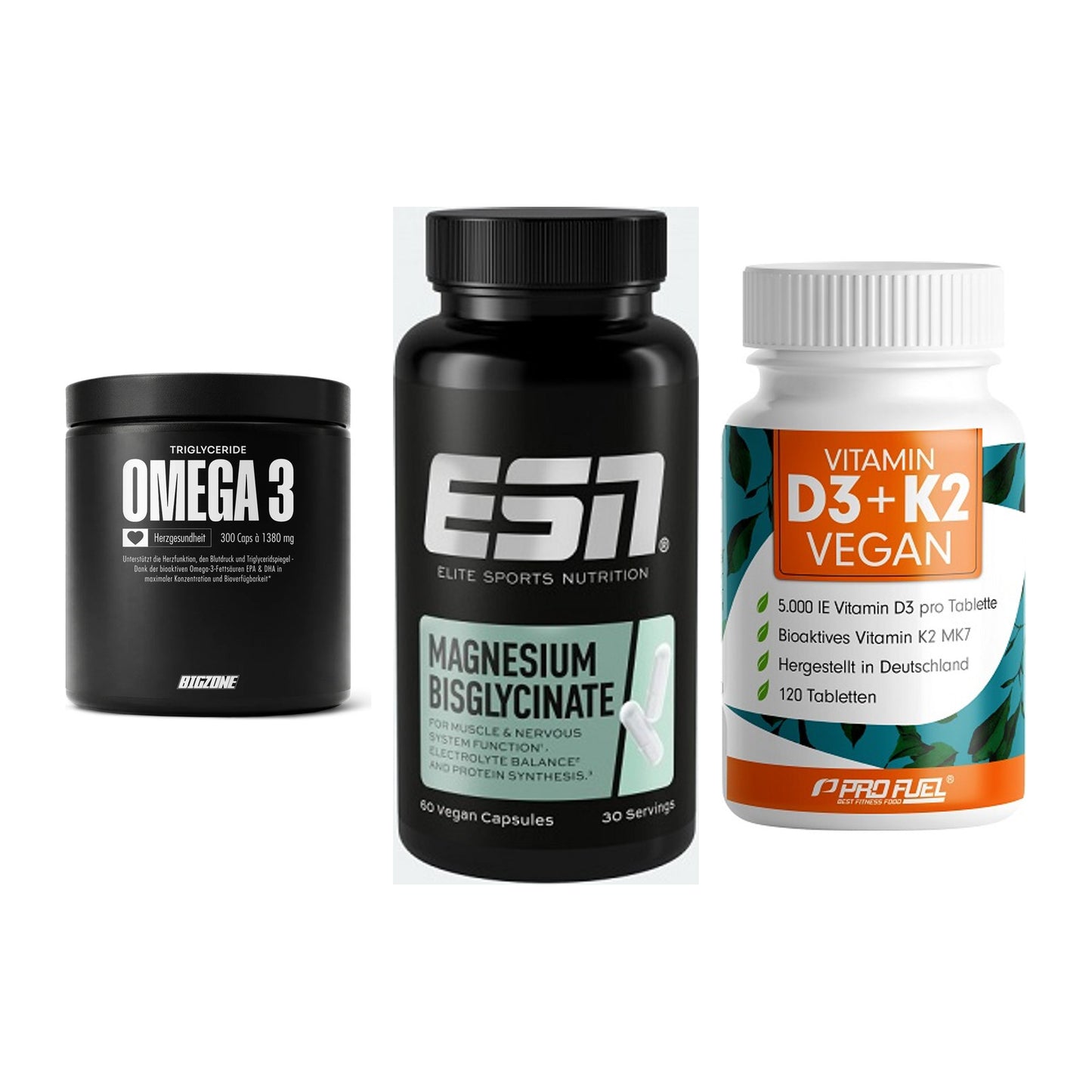Herz & Gefäße: Big Zone Omega 3 + ESN Magnesium + ProFuel Vitamin – alle enthaltenen Artikel