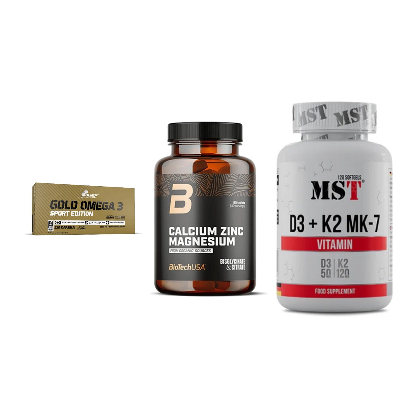 Herz & Gefäße: Olimp Omega 3 + BioTech Calcium + MST Vitamin D3 – alle enthaltenen Artikel