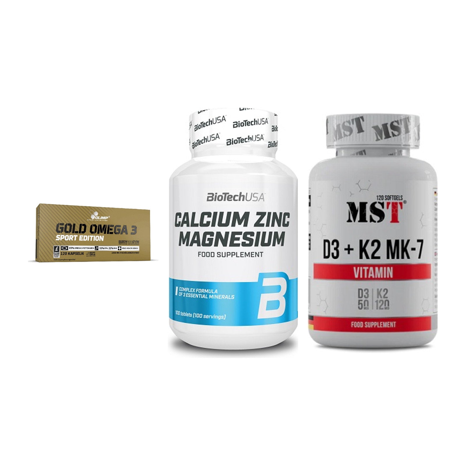 Herz & Gefäße: Olimp Omega 3 + BioTech Calcium + MST Vitamin D3 – alle enthaltenen Artikel