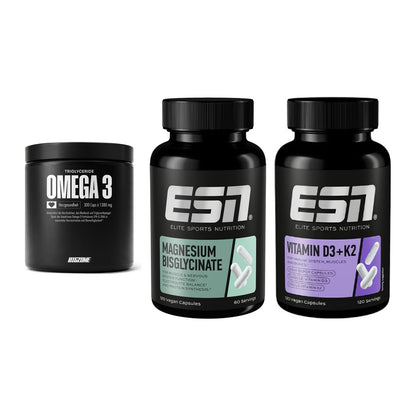 Herz & Gefäße: Big Zone Omega 3 + ESN Magnesium + ESN Vitamin D3 – alle enthaltenen Artikel