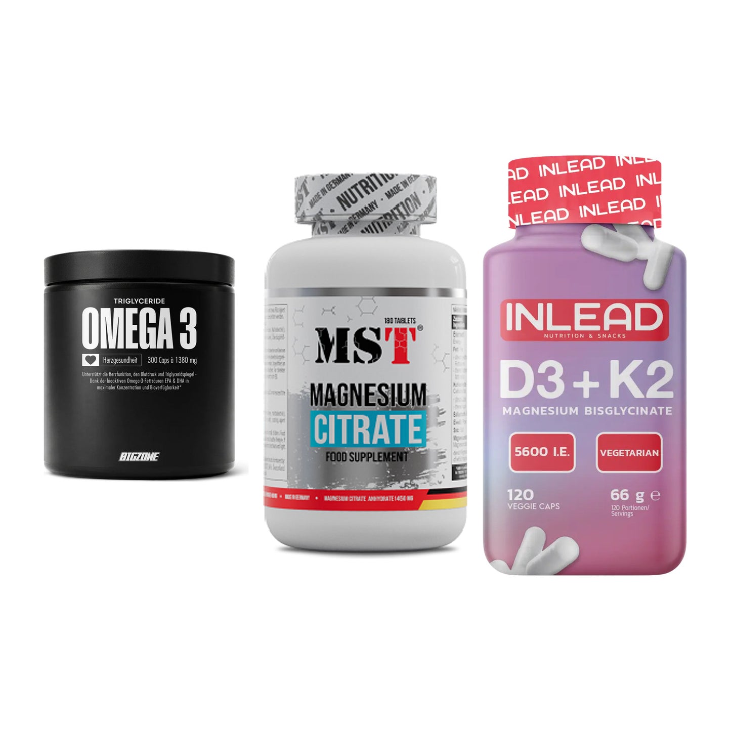 Herz & Gefäße: Big Zone Omega 3 + MST Magnesium + INLEAD Vitamin – alle enthaltenen Artikel