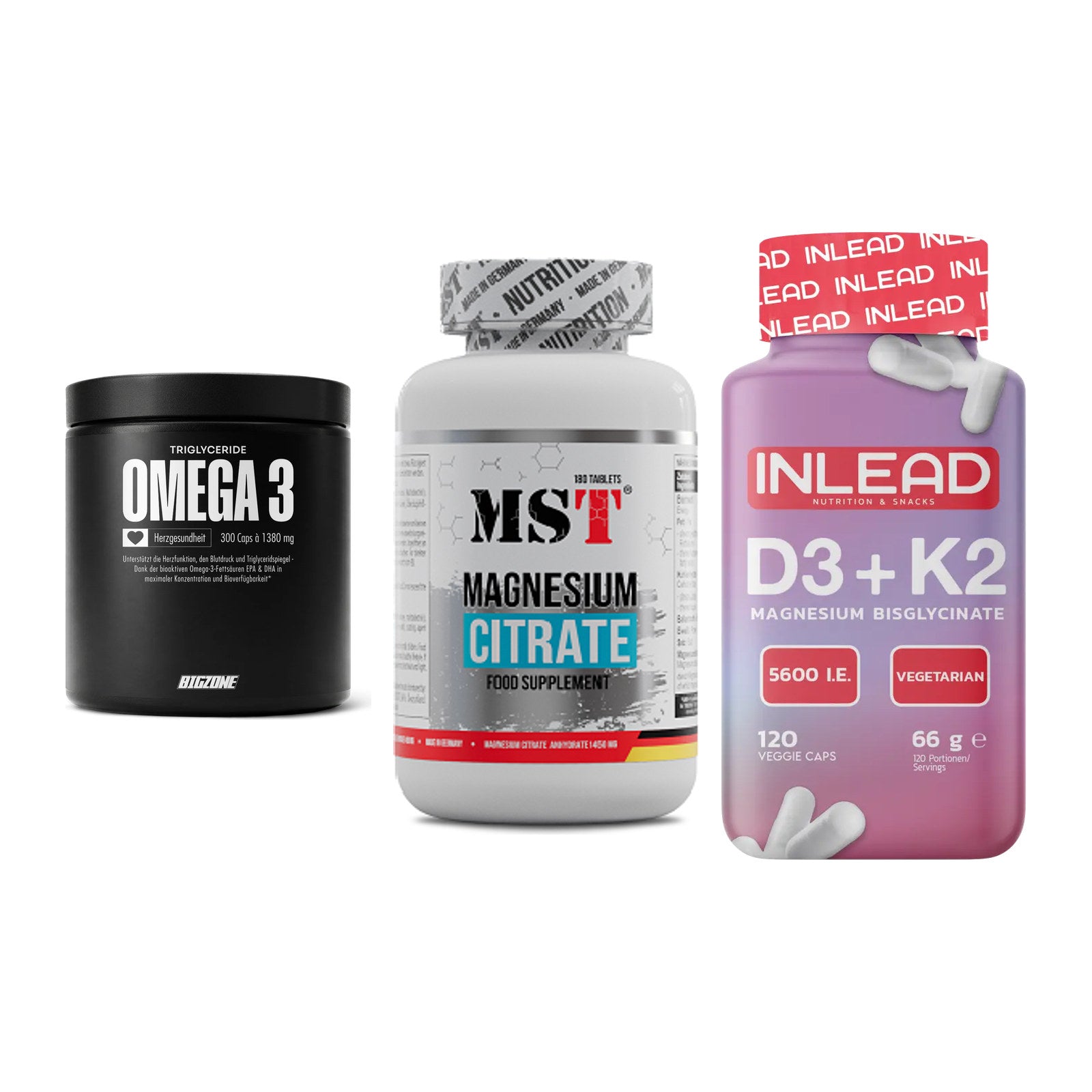 Herz & Gefäße: Big Zone Omega 3 + MST Magnesium + INLEAD Vitamin – alle enthaltenen Artikel